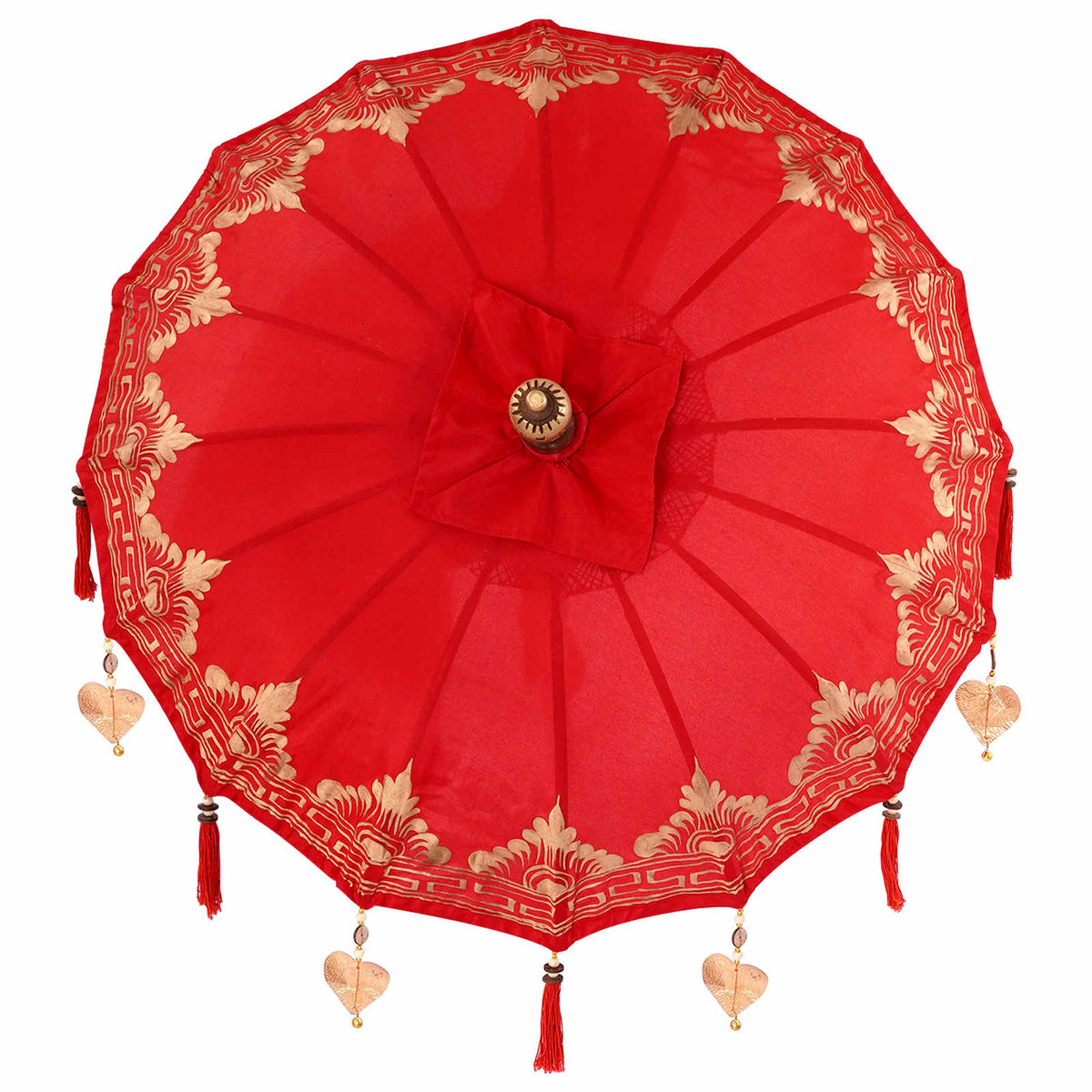 Parasol met Basis Rood, Bruin 250 cm Katoen, Hout