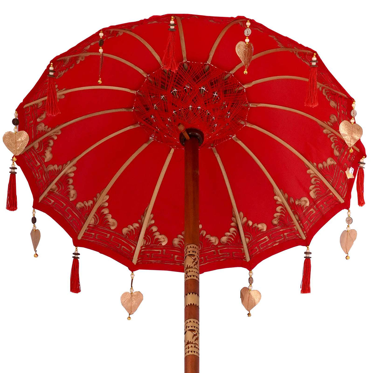 Parasol met Basis Rood, Bruin 250 cm Katoen, Hout