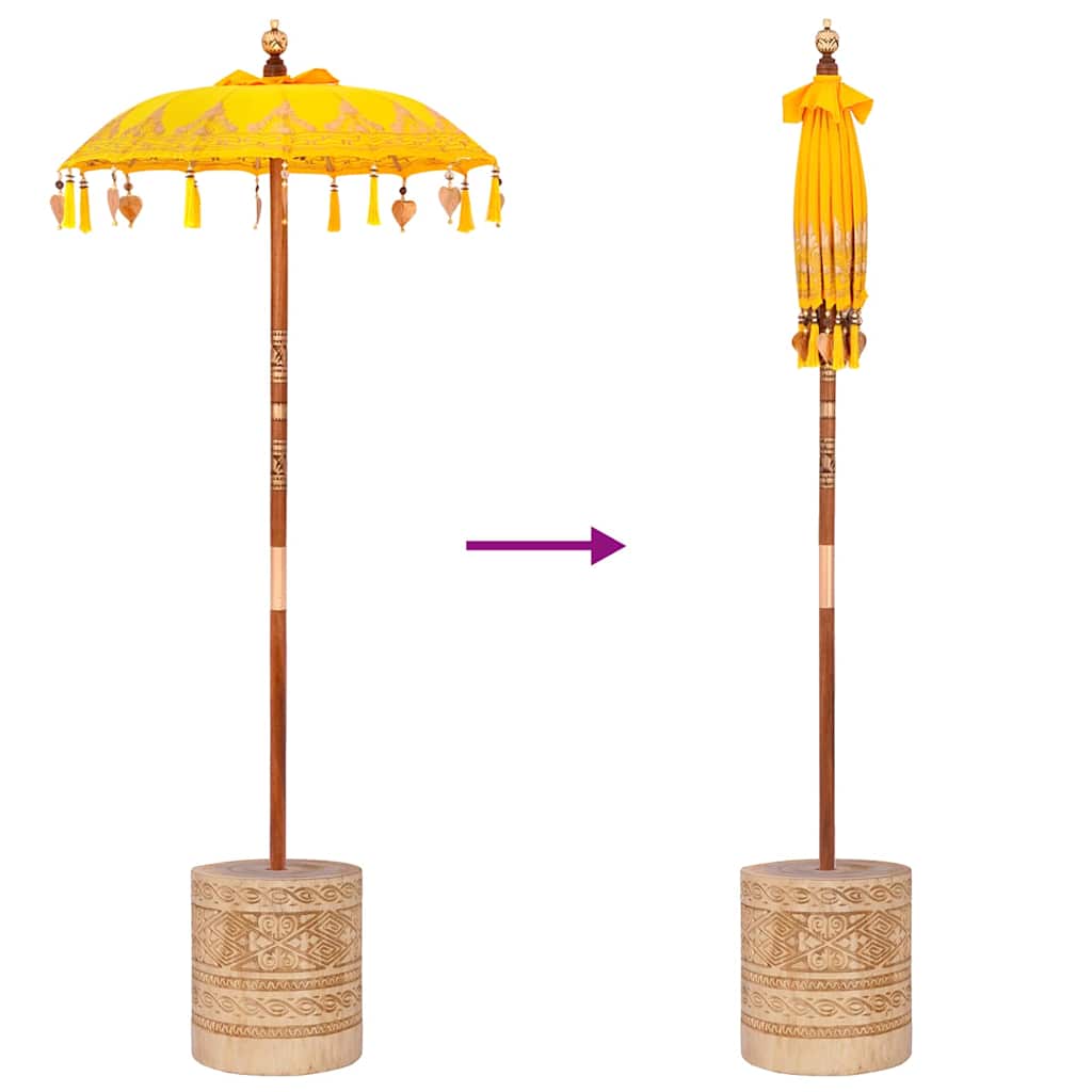 Parasol met Basis Geel, Bruin 250 cm Katoen, Hout