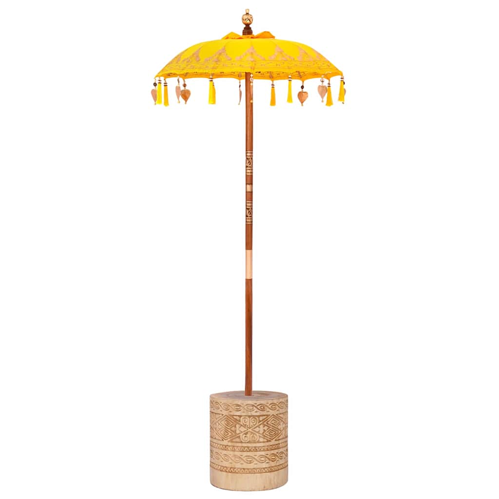 Parasol met Basis Geel, Bruin 250 cm Katoen, Hout