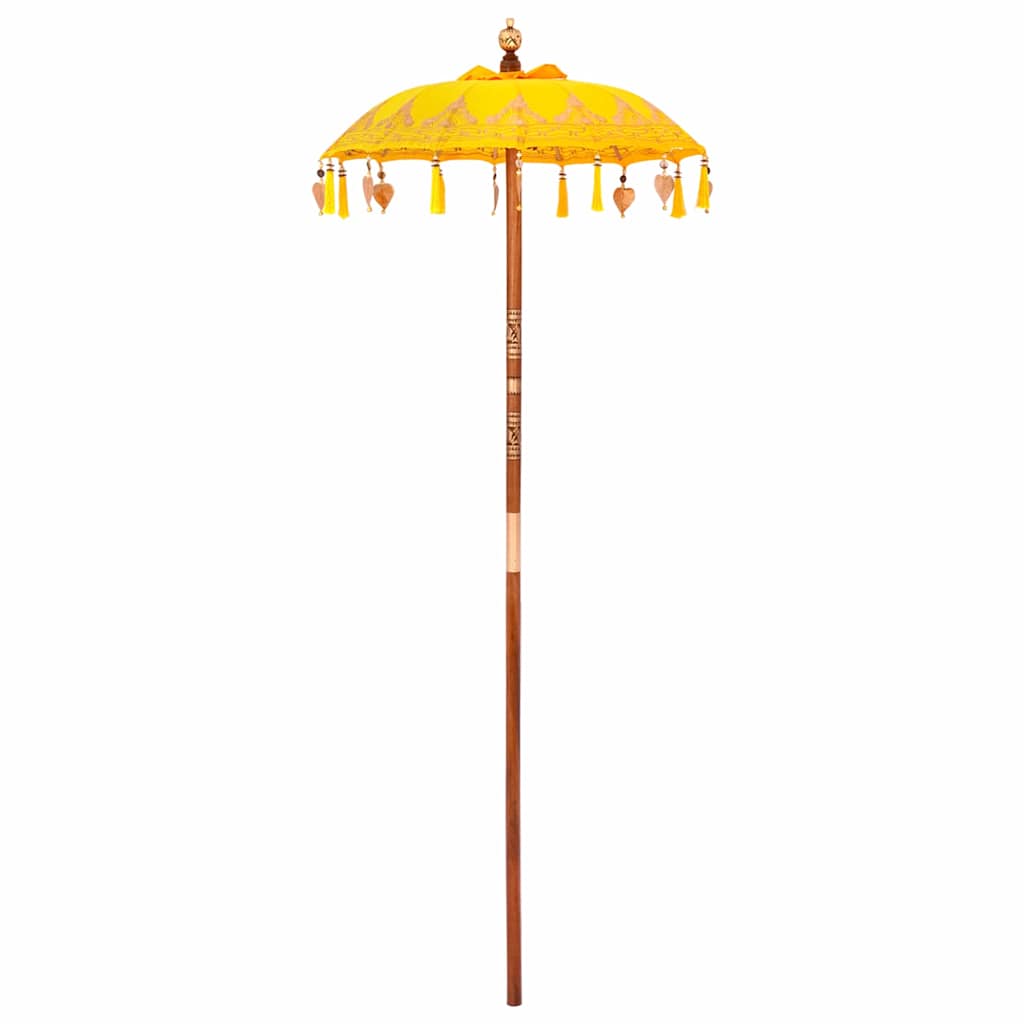 Parasol met Basis Geel, Bruin 250 cm Katoen, Hout