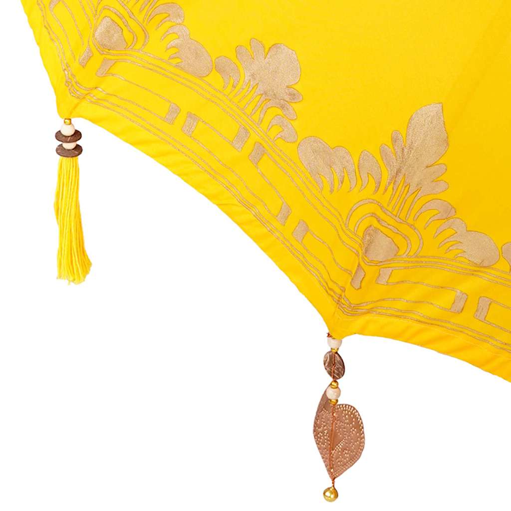Parasol met Basis Geel, Bruin 250 cm Katoen, Hout