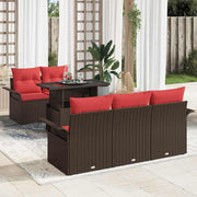 vidaXL Tuin Sofa Set met kussen met opslag 6 pcs Bruin Poly Rattan