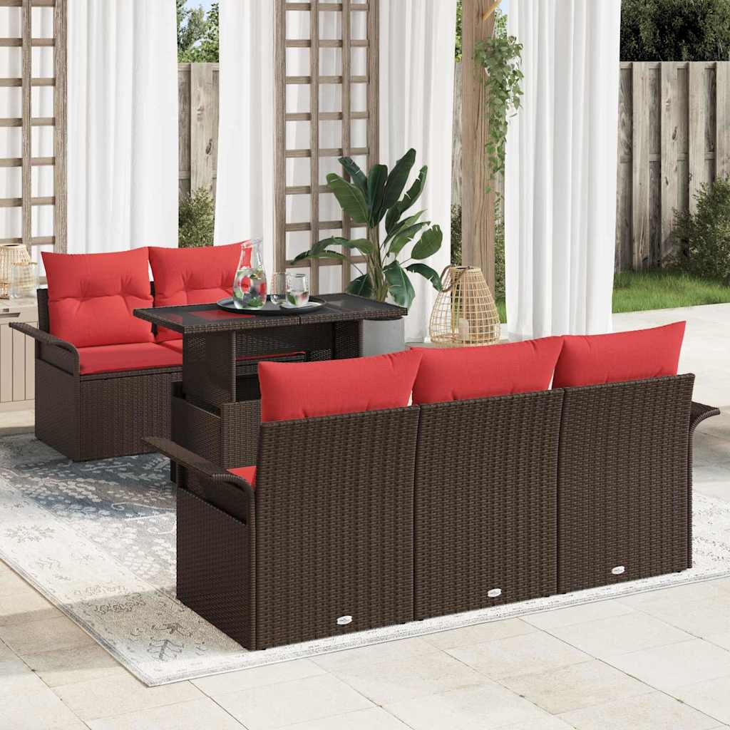 vidaXL Tuin Sofa Set met kussen met opslag 6 pcs Bruin Poly Rattan