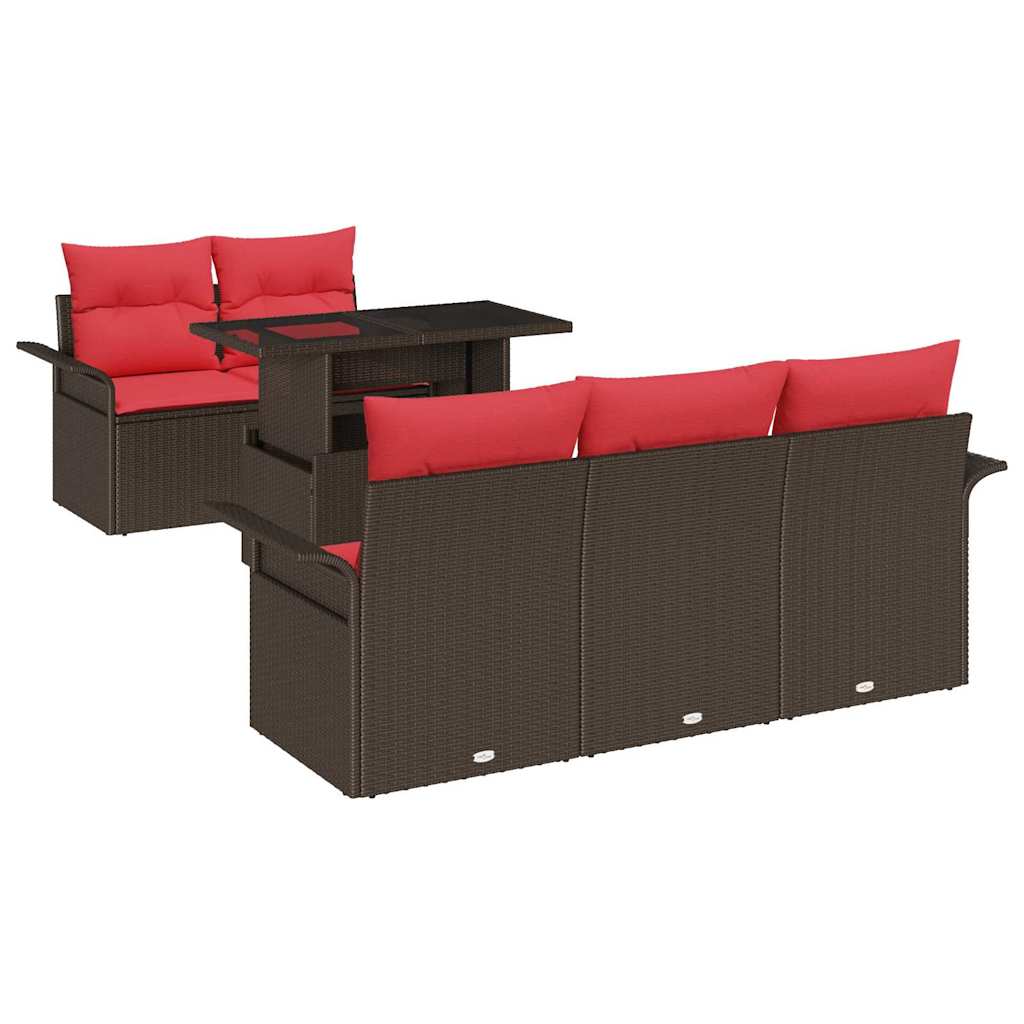 vidaXL Tuin Sofa Set met kussen met opslag 6 pcs Bruin Poly Rattan