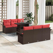 vidaXL Tuin Sofa Set met kussen met opslag 7 pcs Bruin Poly Rattan