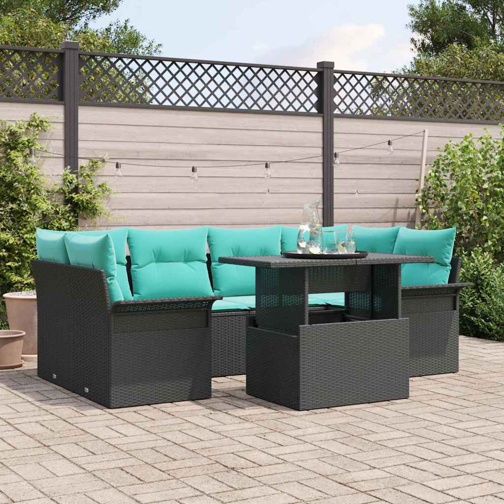 vidaXL Tuin Sofa Set met kussen met opslag 7 pcs Bruin Poly Rattan