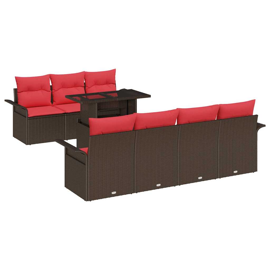 vidaXL Tuin Sofa Set met kussen met opslag 8 pcs Bruin Poly Rattan
