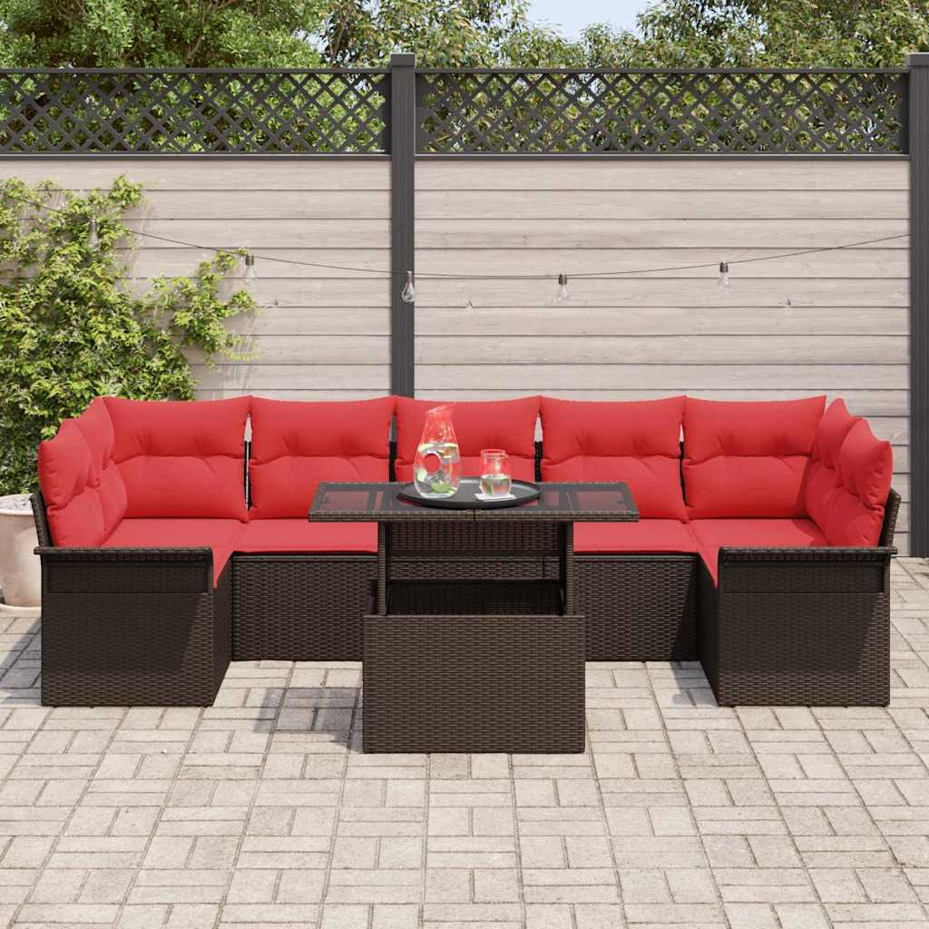 vidaXL Tuin Sofa Set met kussen met opslag 8 pcs Bruin Poly Rattan