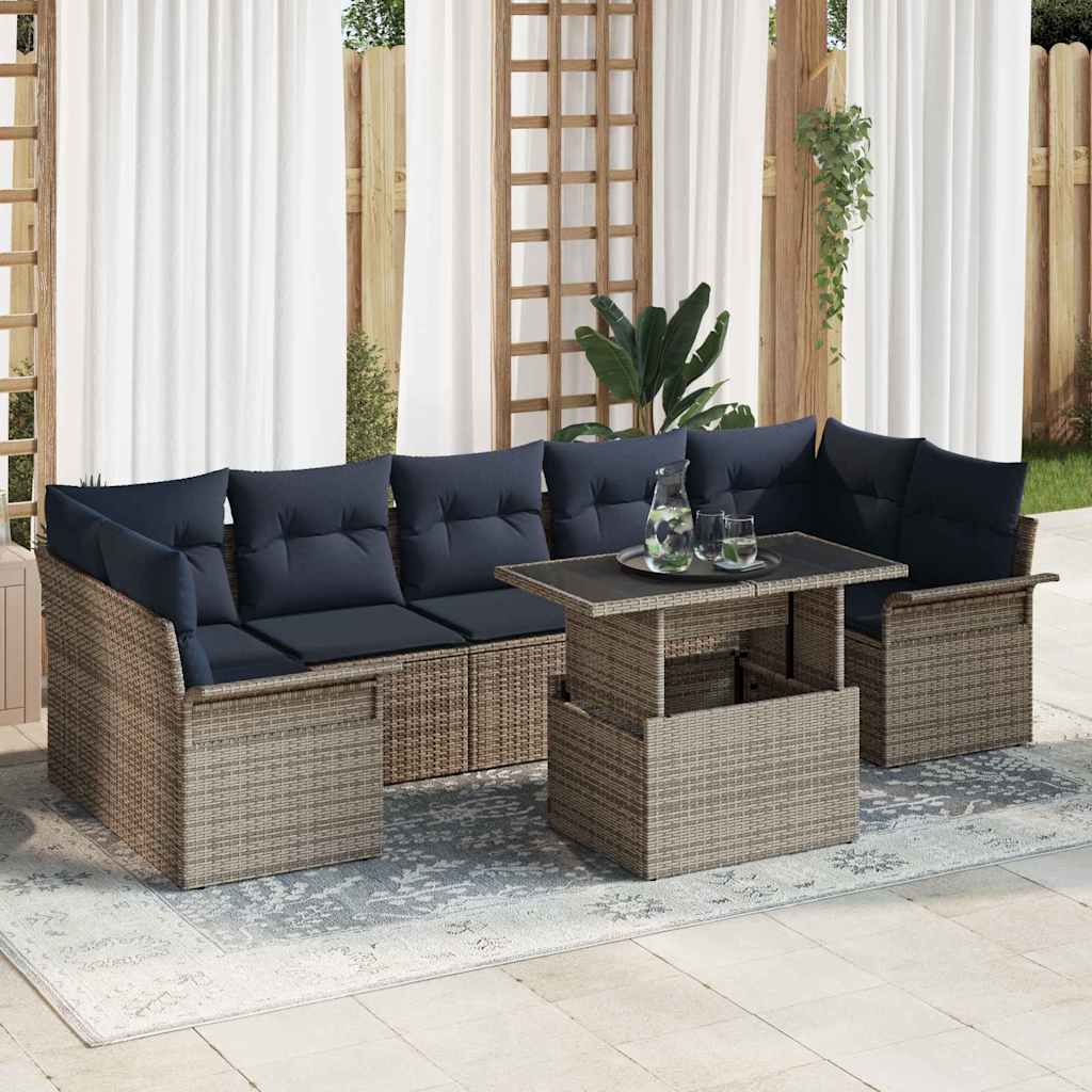 vidaXL Tuin Sofa Set met kussen met opslag 8 pcs Bruin Poly Rattan