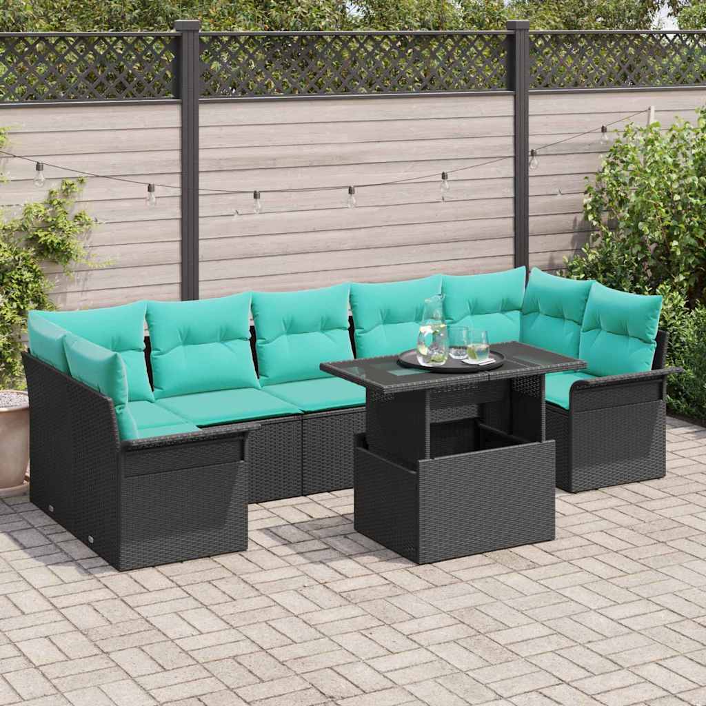 vidaXL Tuin Sofa Set met kussen met opslag 8 pcs Bruin Poly Rattan