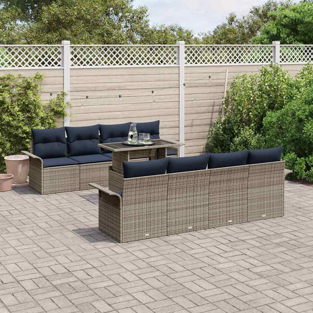 vidaXL Tuin Sofa Set met kussen met opslag 9 pcs Bruin Poly Rattan