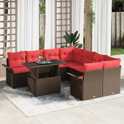 vidaXL Tuin Sofa Set met kussen met opslag 9 pcs Bruin Poly Rattan