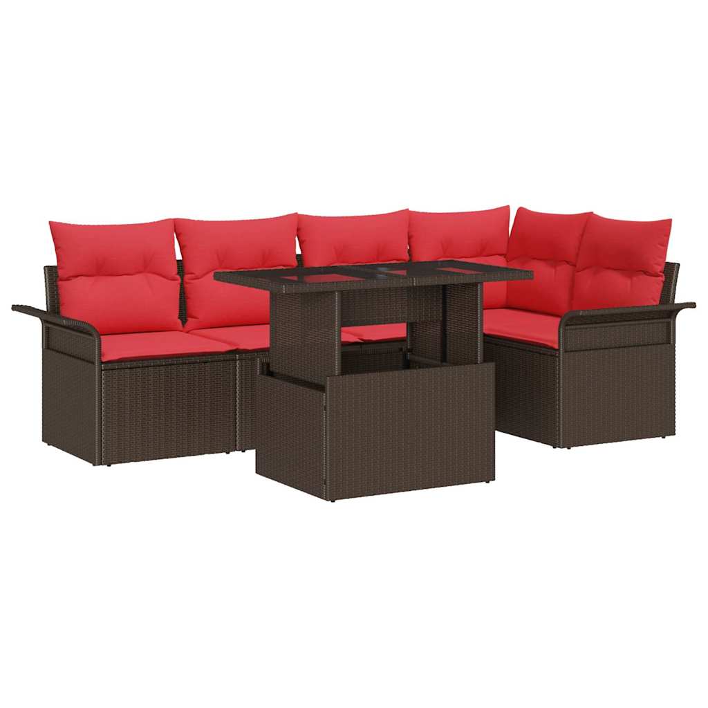 vidaXL Tuin Sofa Set met kussen met opslag 6 pcs Bruin Poly Rattan