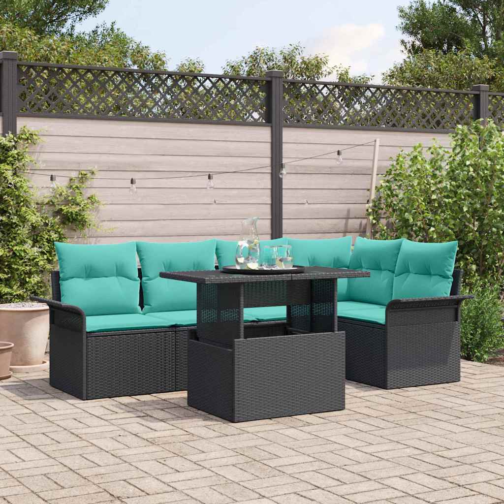 vidaXL Tuin Sofa Set met kussen met opslag 6 pcs Bruin Poly Rattan