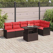 vidaXL Tuin Sofa Set met kussen met opslag 7 pcs Bruin Poly riet