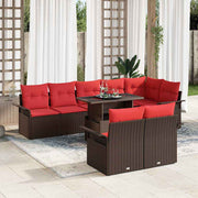 vidaXL Tuin Sofa Set met kussen met opslag 9 pcs Bruin Poly Rattan