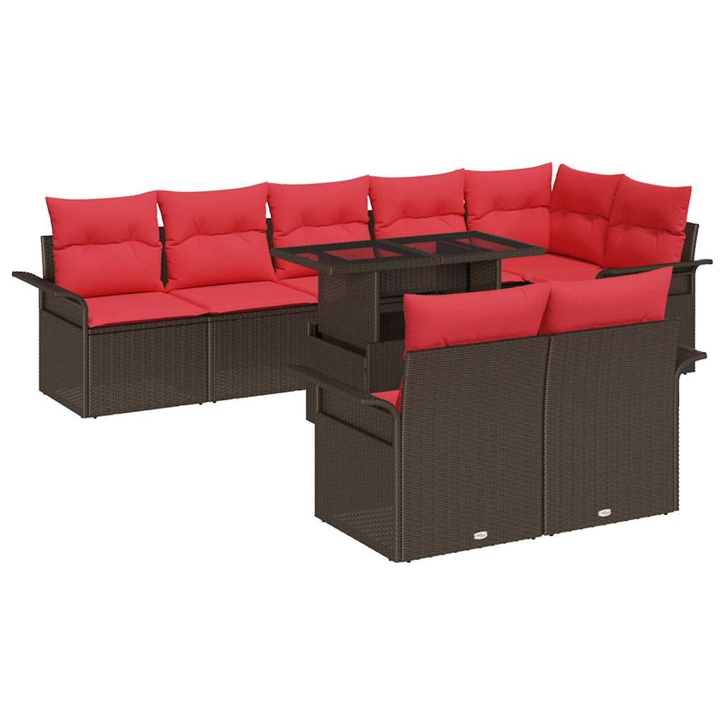 vidaXL Tuin Sofa Set met kussen met opslag 9 pcs Bruin Poly Rattan