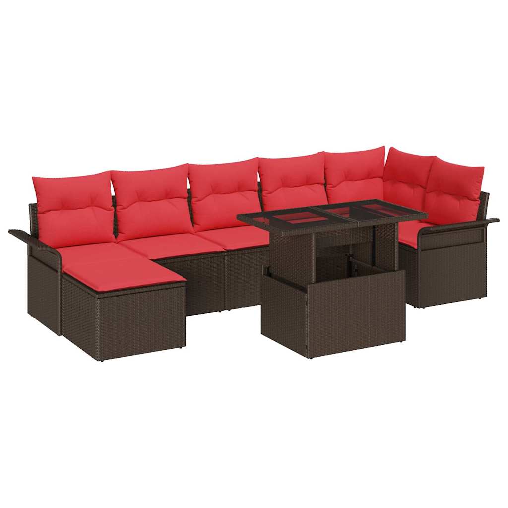 vidaXL Tuin Sofa Set met kussen met opslag 8 pcs Bruin Poly Rattan