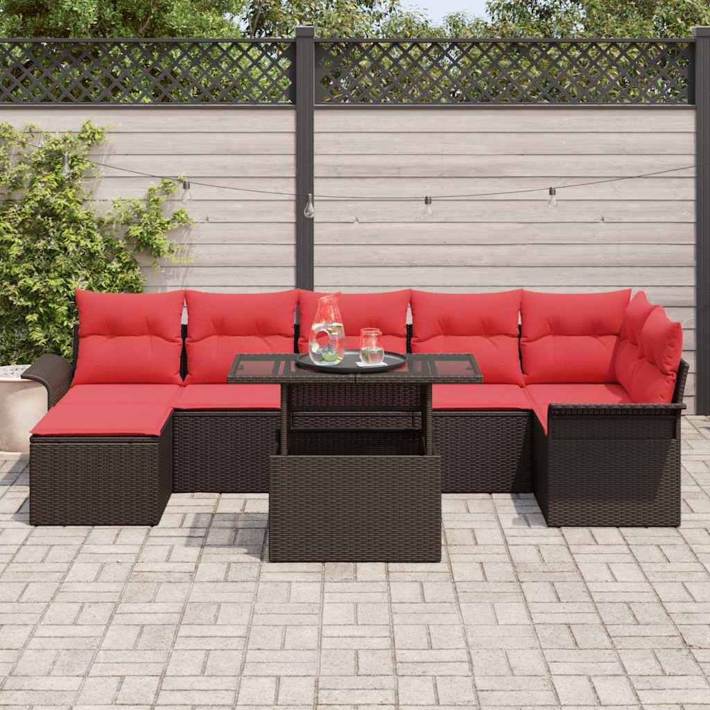 vidaXL Tuin Sofa Set met kussen met opslag 8 pcs Bruin Poly Rattan