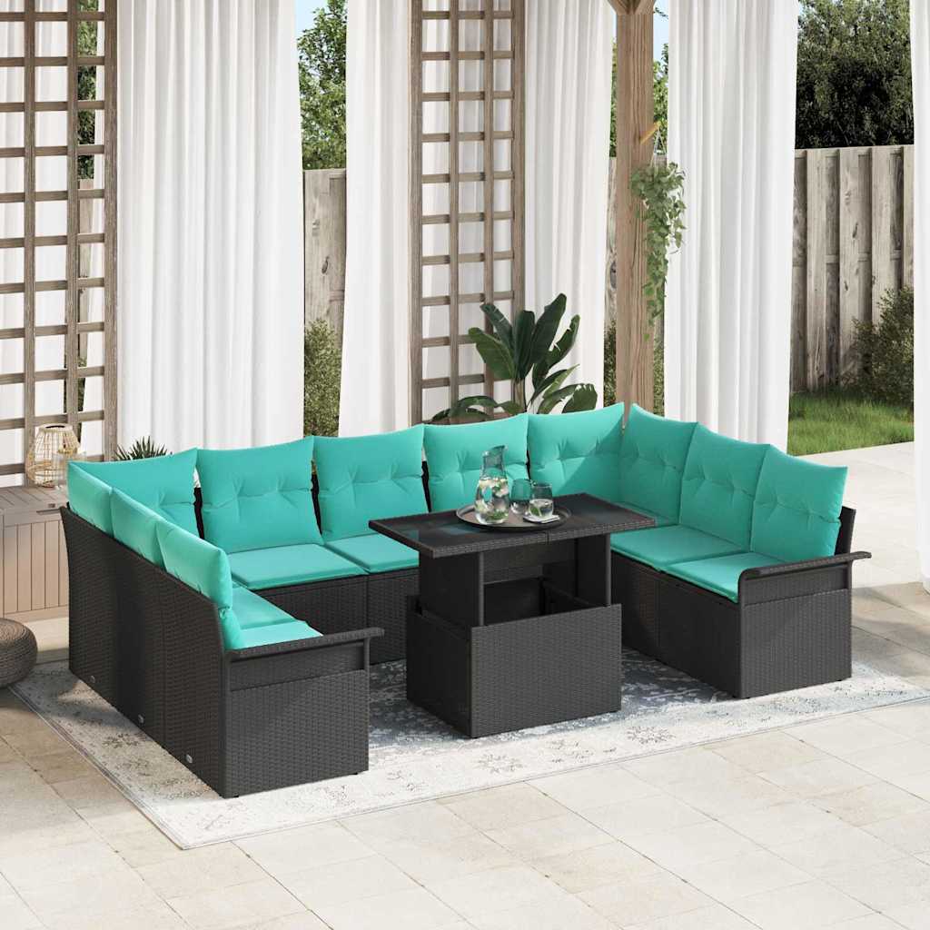 vidaXL Tuin Sofa Set met kussen met kussen 10 pcs Bruin Poly Rattan