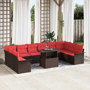 vidaXL Tuin Sofa Set met kussen met kussen 11 pcs Bruin Poly Rattan