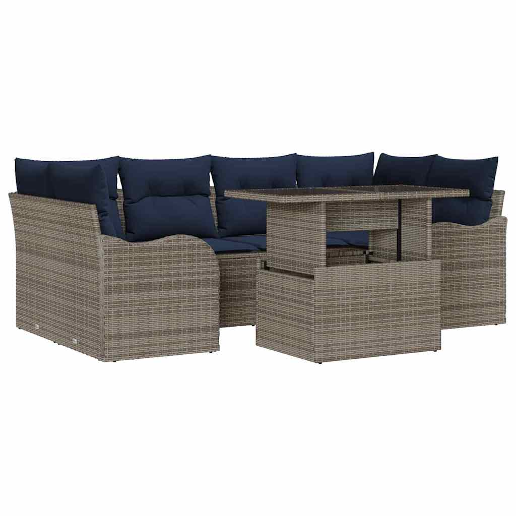 vidaXL Tuin Sofa Set 7 st 6-Aantal zitplaatsen Grijs Poly Rattan