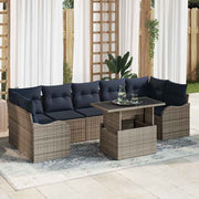 vidaXL Tuin Sofa Set 8 st 7-Aantal zitplaatsen Grijs Poly Rattan