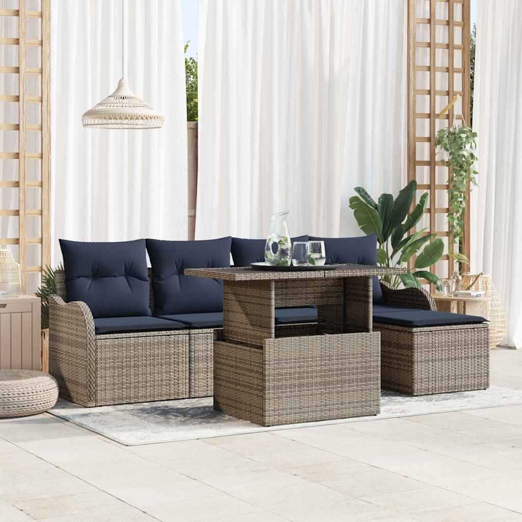 vidaXL Tuin Sofa Set 6 st Grijs [Synthetisch]: Poly Rattan