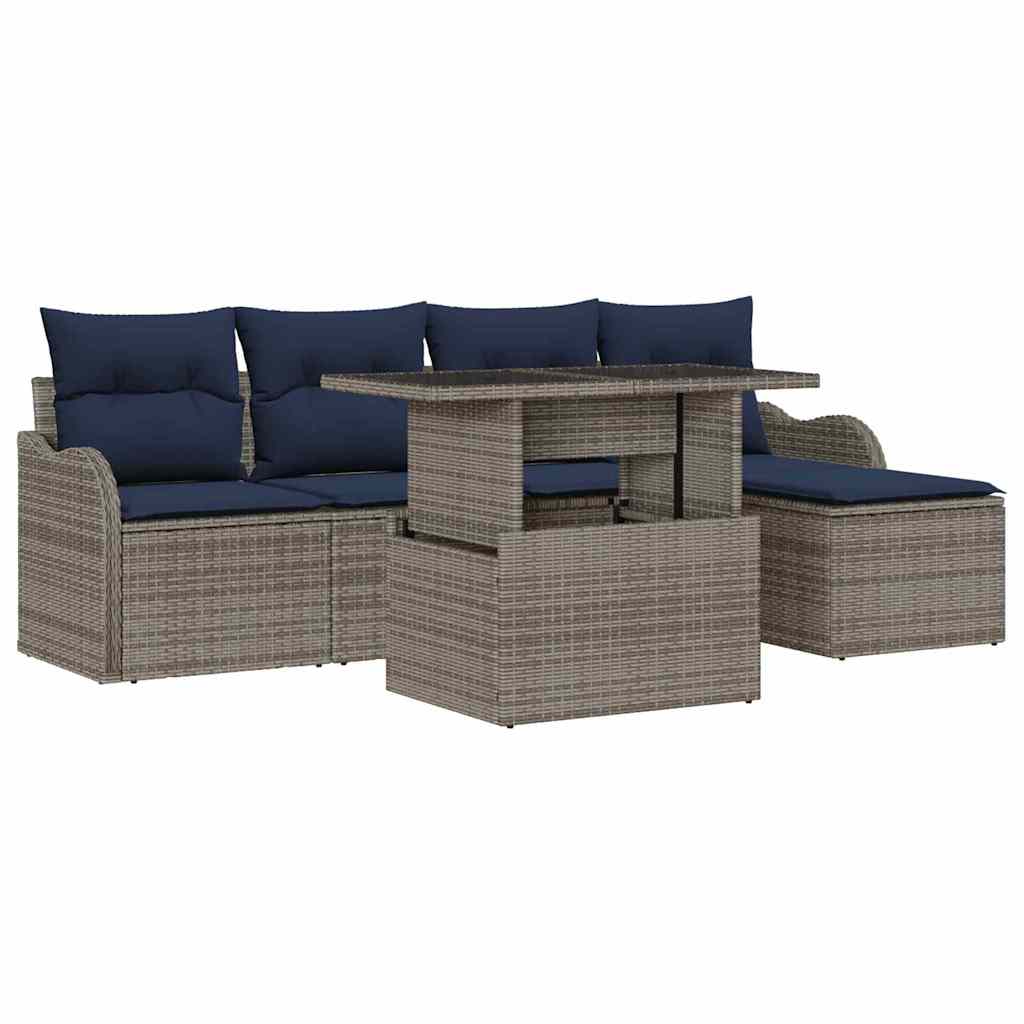vidaXL Tuin Sofa Set 6 st Grijs [Synthetisch]: Poly Rattan