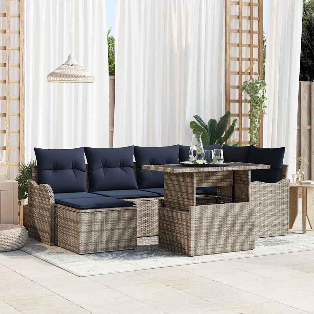 vidaXL Tuin Sofa Set 7 st Grijs [Synthetisch]: Poly Rattan
