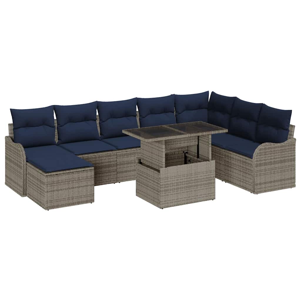 vidaXL Tuin Sofa Set 9 st Grijs [Synthetisch]: Poly Rattan