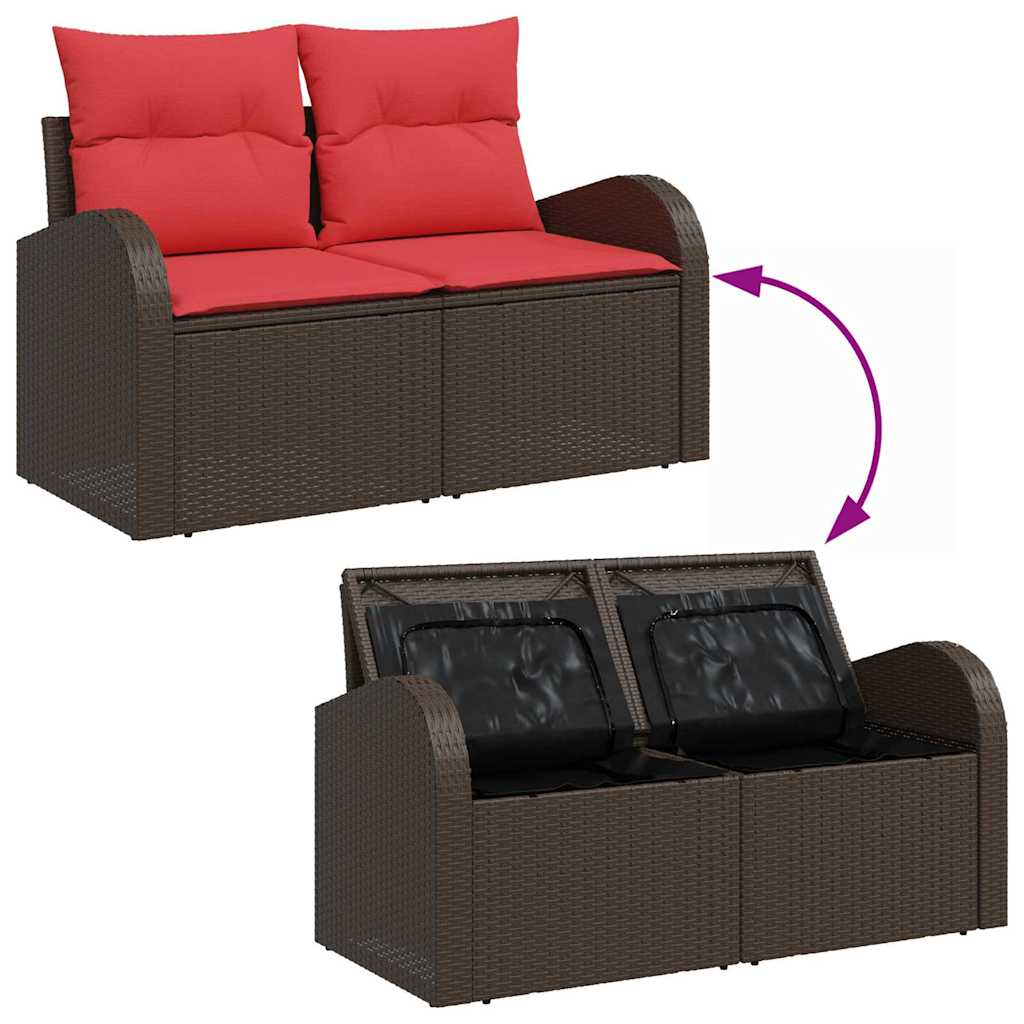 vidaXL Tuin Sofa Set met kussen met kussen 5 pcs Bruin Poly Rattan