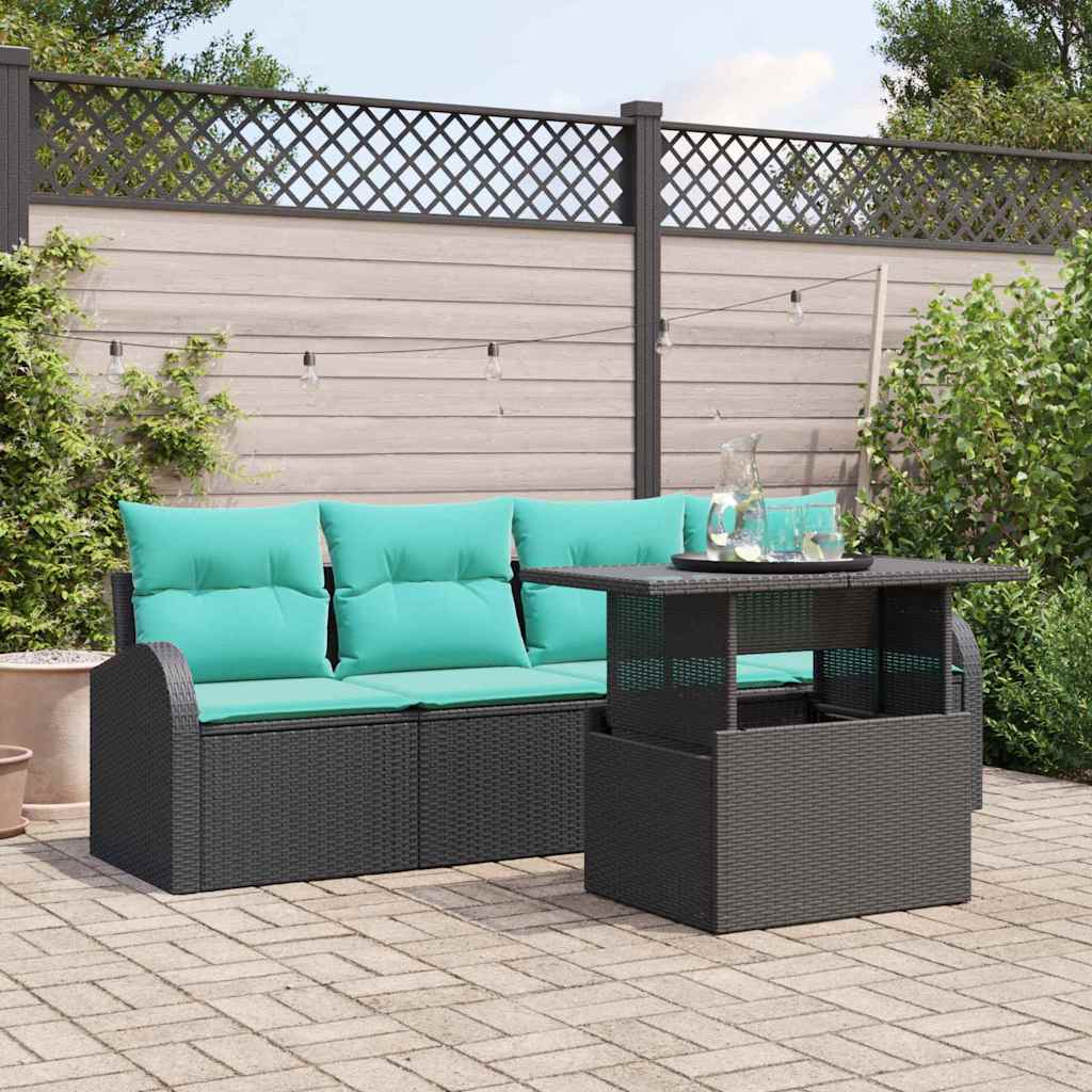 vidaXL Tuin Sofa Set met kussen met kussen 5 pcs Bruin Poly Rattan