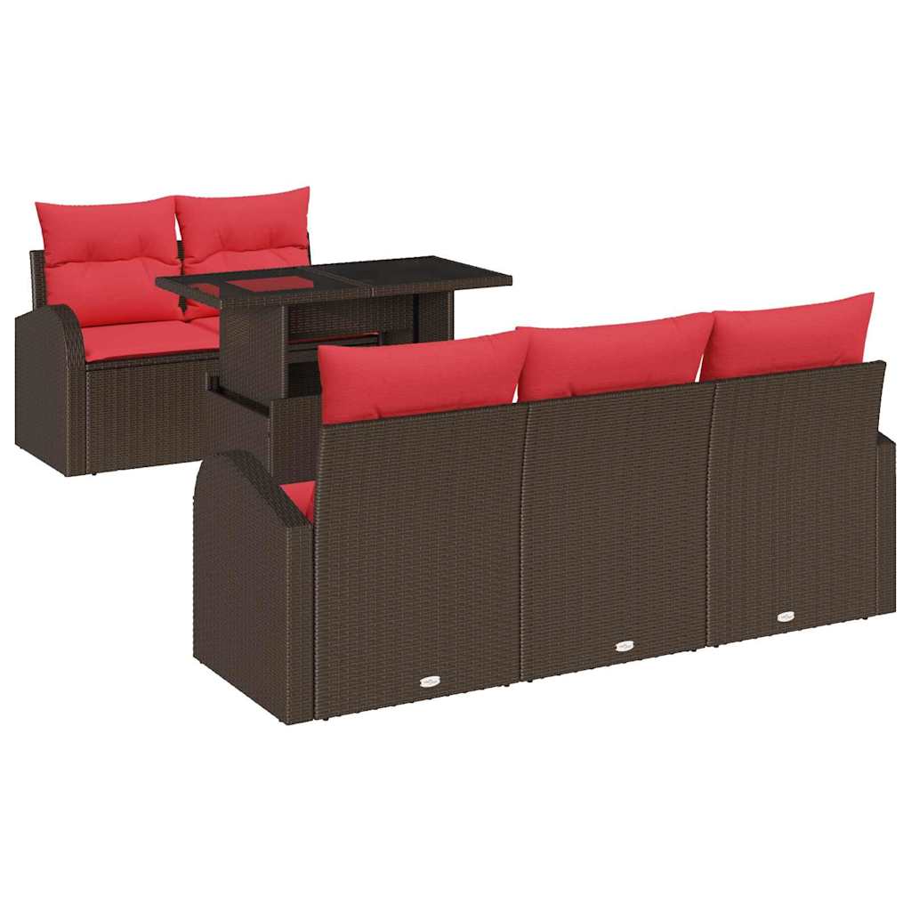 vidaXL Tuin Sofa Set met kussen met opslag 6 pcs Bruin Poly Rattan