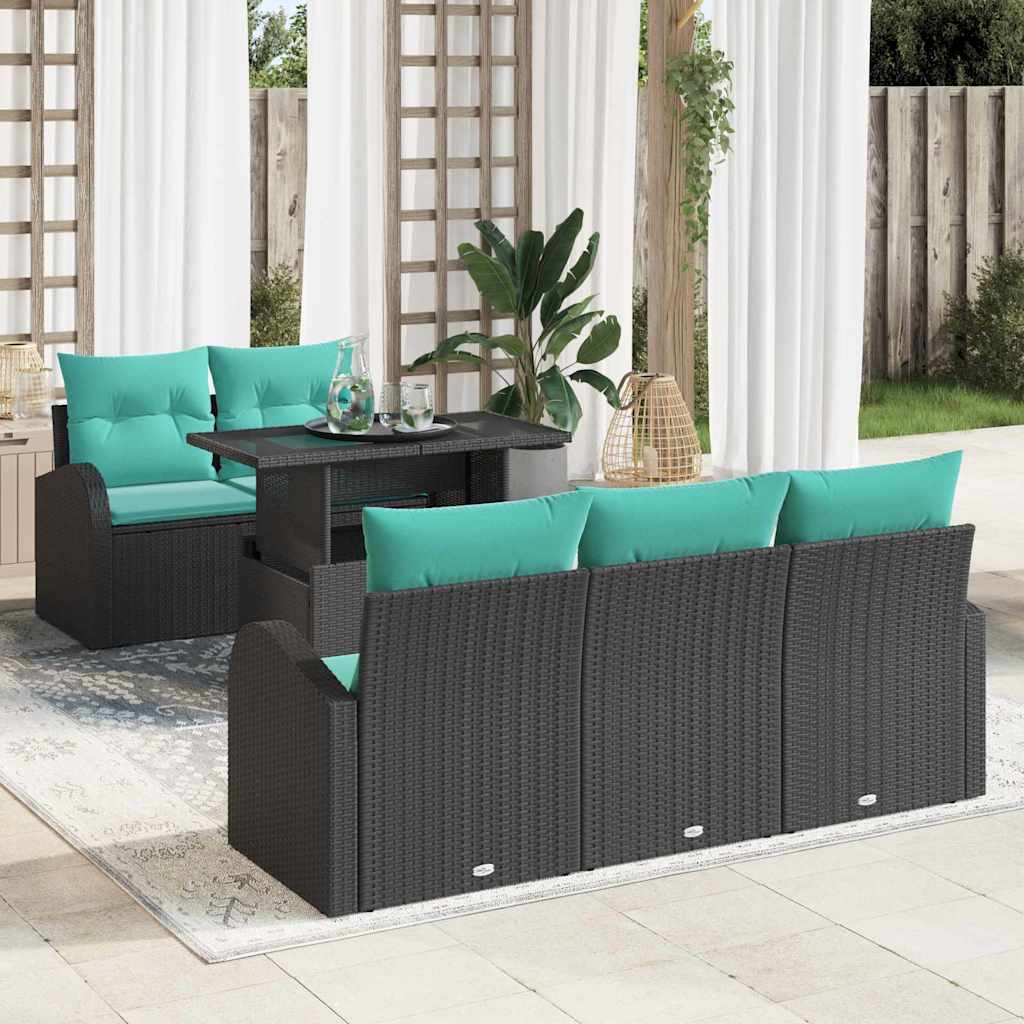 vidaXL Tuin Sofa Set met kussen met opslag 6 pcs Bruin Poly Rattan