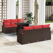 vidaXL Tuin Sofa Set met kussen met opslag 7 pcs Bruin Poly Rattan