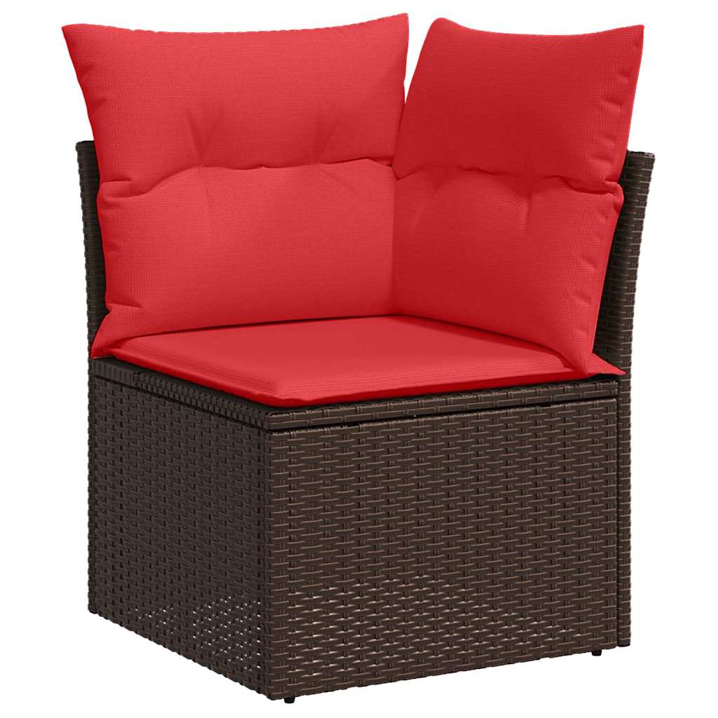 vidaXL Tuin Sofa Set met kussen met opslag 7 pcs Bruin en Rood