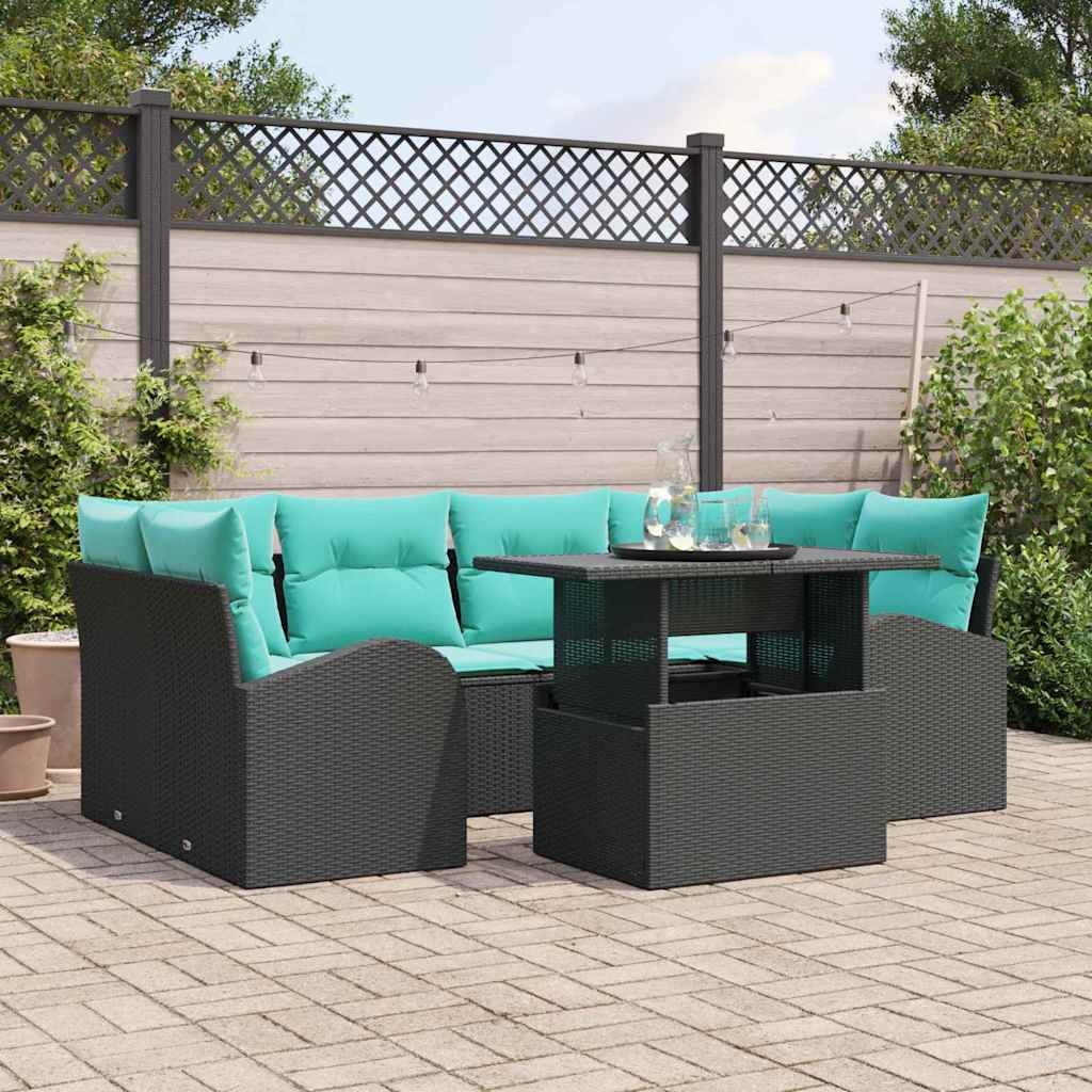 vidaXL Tuin Sofa Set met kussen met opslag 7 pcs Bruin en Rood