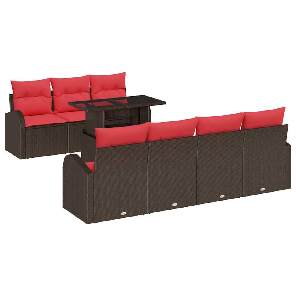 vidaXL Tuin Sofa Set met kussen met opslag 8 pcs Bruin Poly Rattan