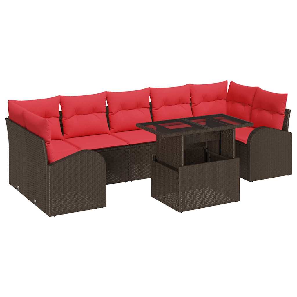 vidaXL Tuin Sofa Set met kussen met opslag 8 pcs Bruin Poly Rattan