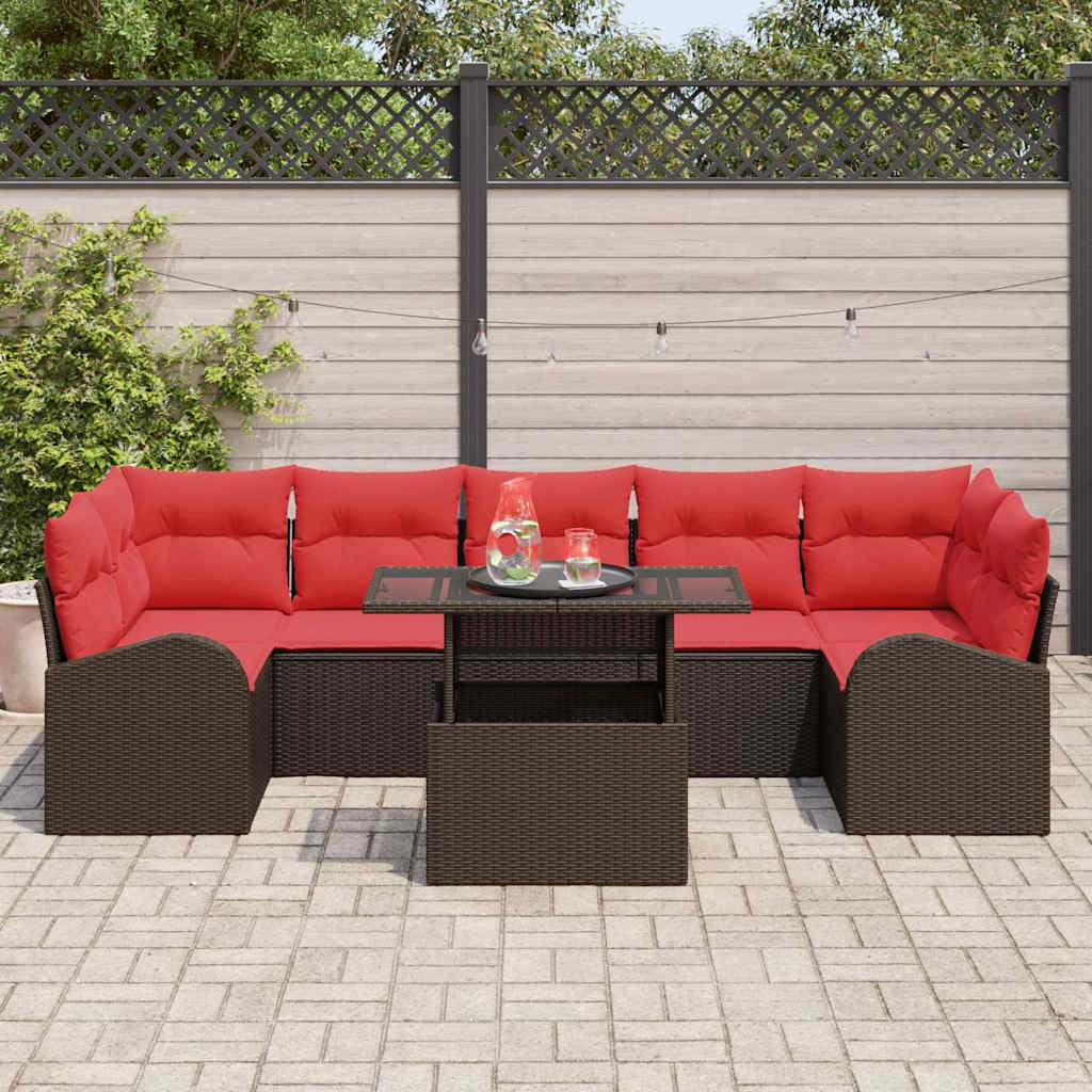 vidaXL Tuin Sofa Set met kussen met opslag 8 pcs Bruin Poly Rattan
