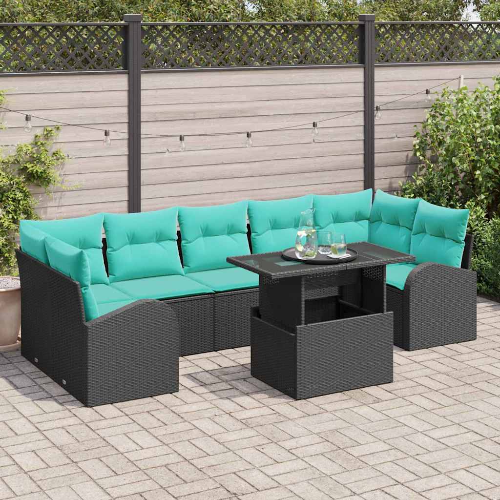 vidaXL Tuin Sofa Set met kussen met opslag 8 pcs Bruin Poly Rattan