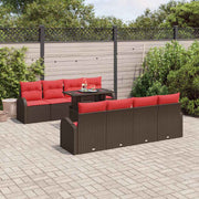 vidaXL Tuin Sofa Set met kussen met opslag 9 pcs Bruin Poly Rattan