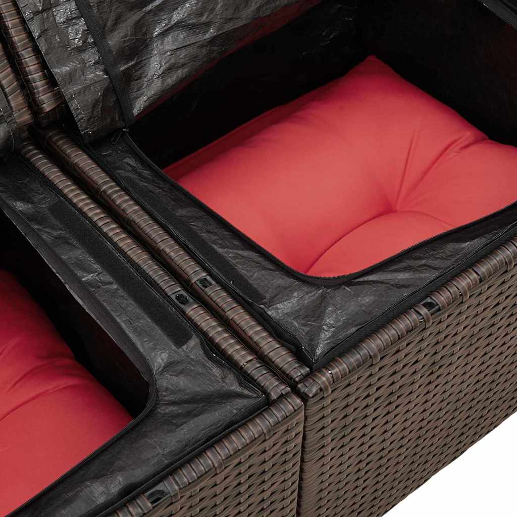 vidaXL Tuin Sofa Set met kussen met opslag 9 pcs Bruin Poly Rattan