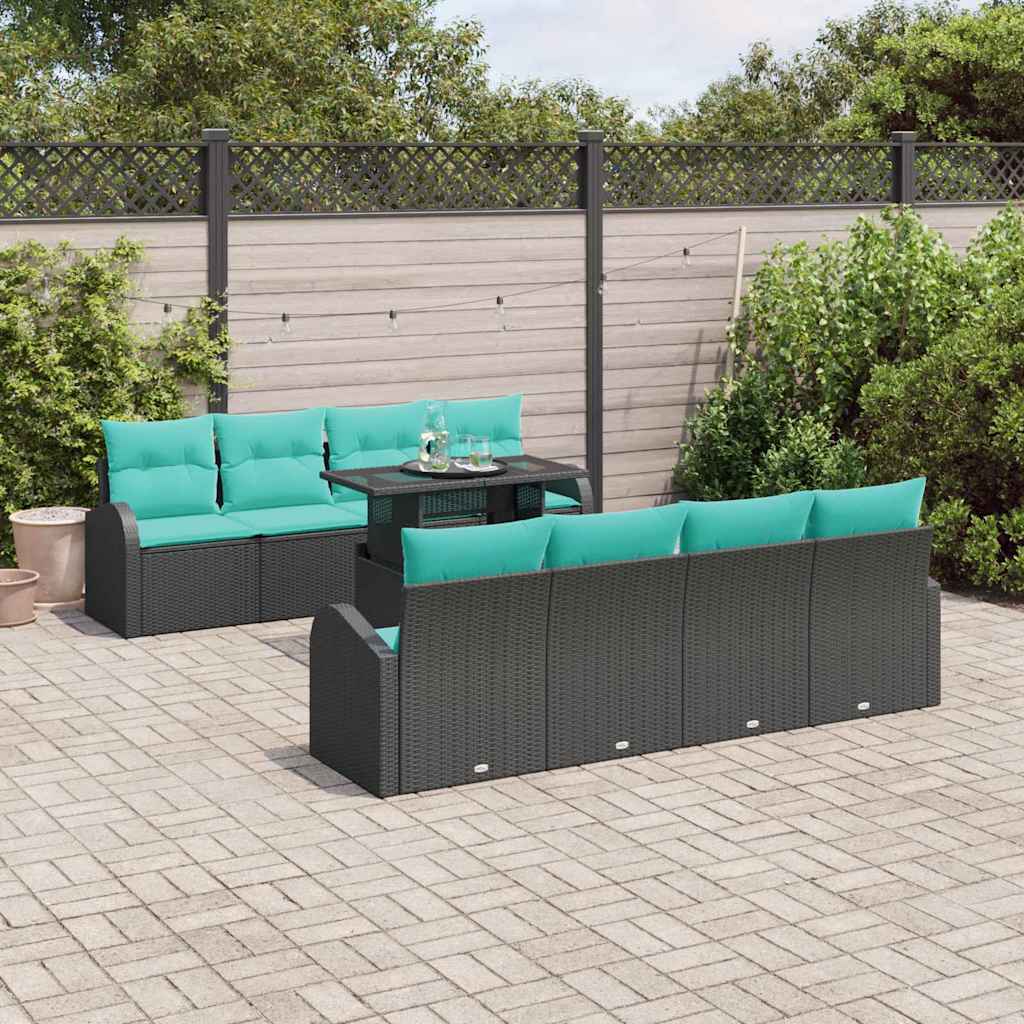 vidaXL Tuin Sofa Set met kussen met opslag 9 pcs Bruin Poly Rattan