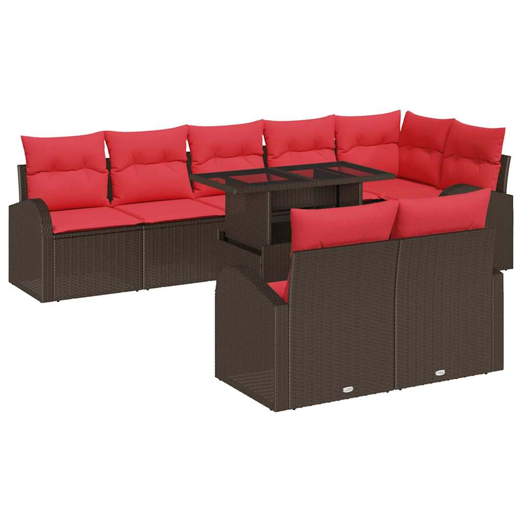 vidaXL Tuin Sofa Set met opslag 9 pcs Bruin Poly riet