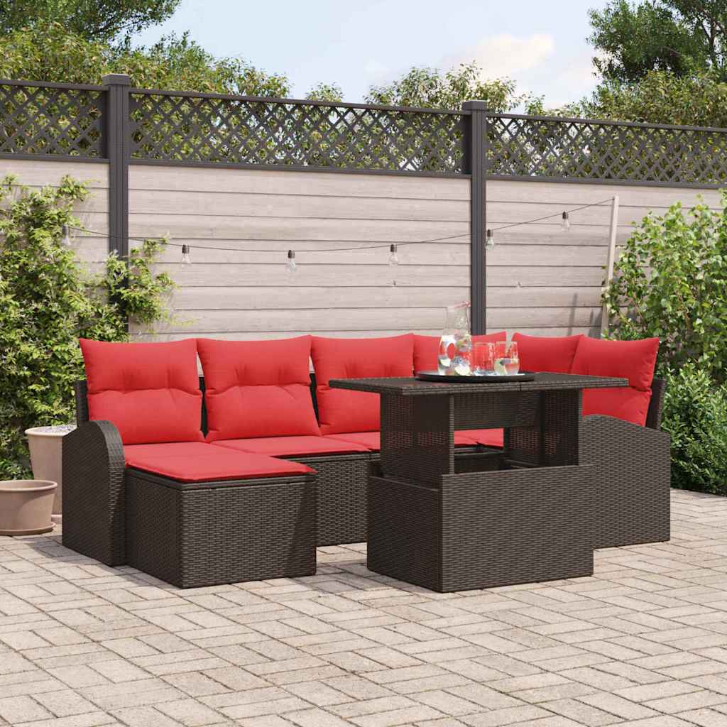 vidaXL Tuin Sofa Set met opslag 7 pcs Bruin Poly riet