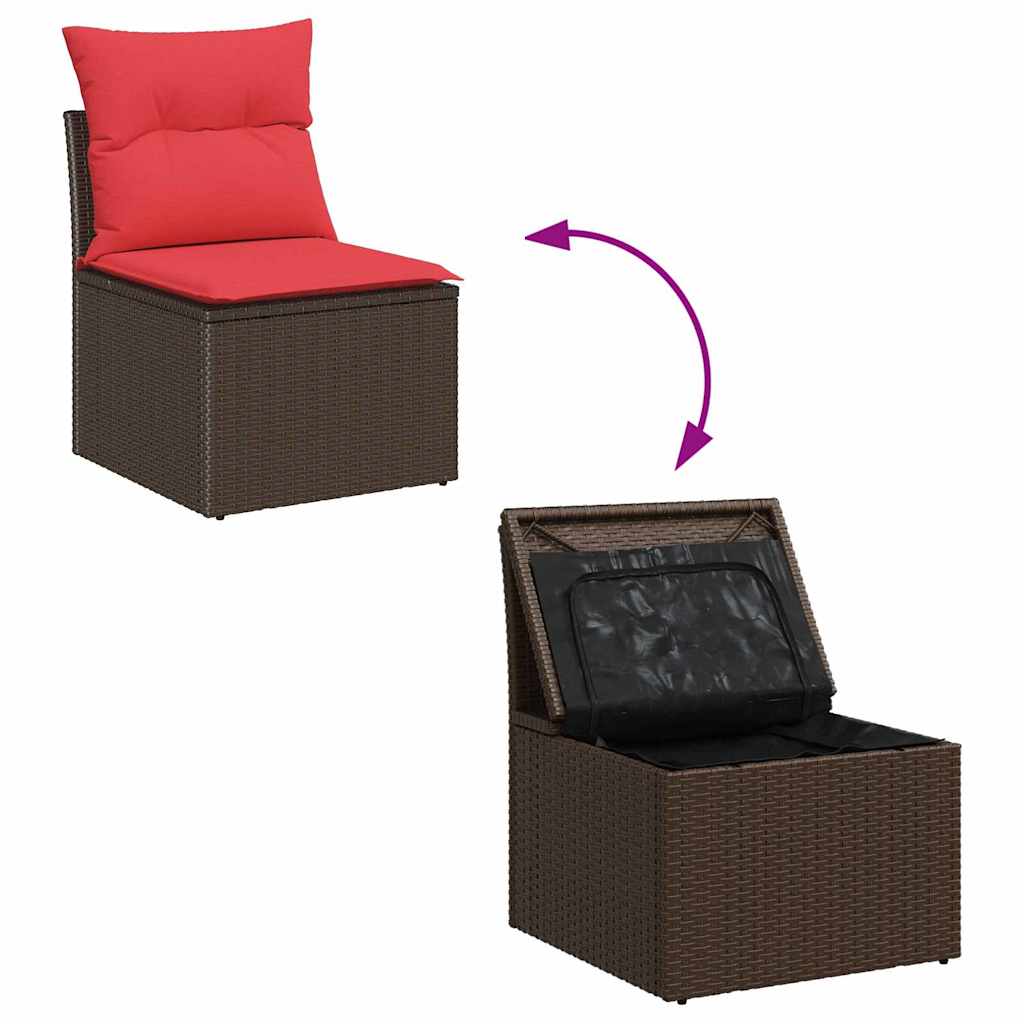 vidaXL Tuin Sofa Set met opslag 7 pcs Bruin Poly riet