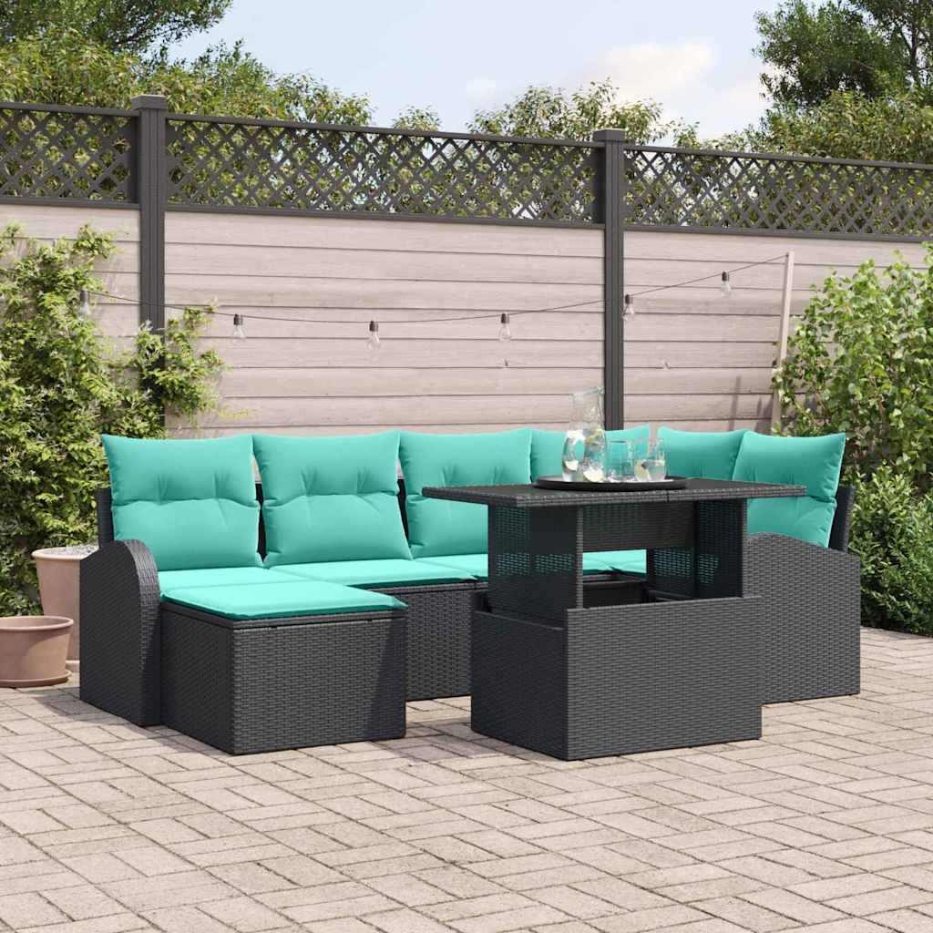 vidaXL Tuin Sofa Set met opslag 7 pcs Bruin Poly riet